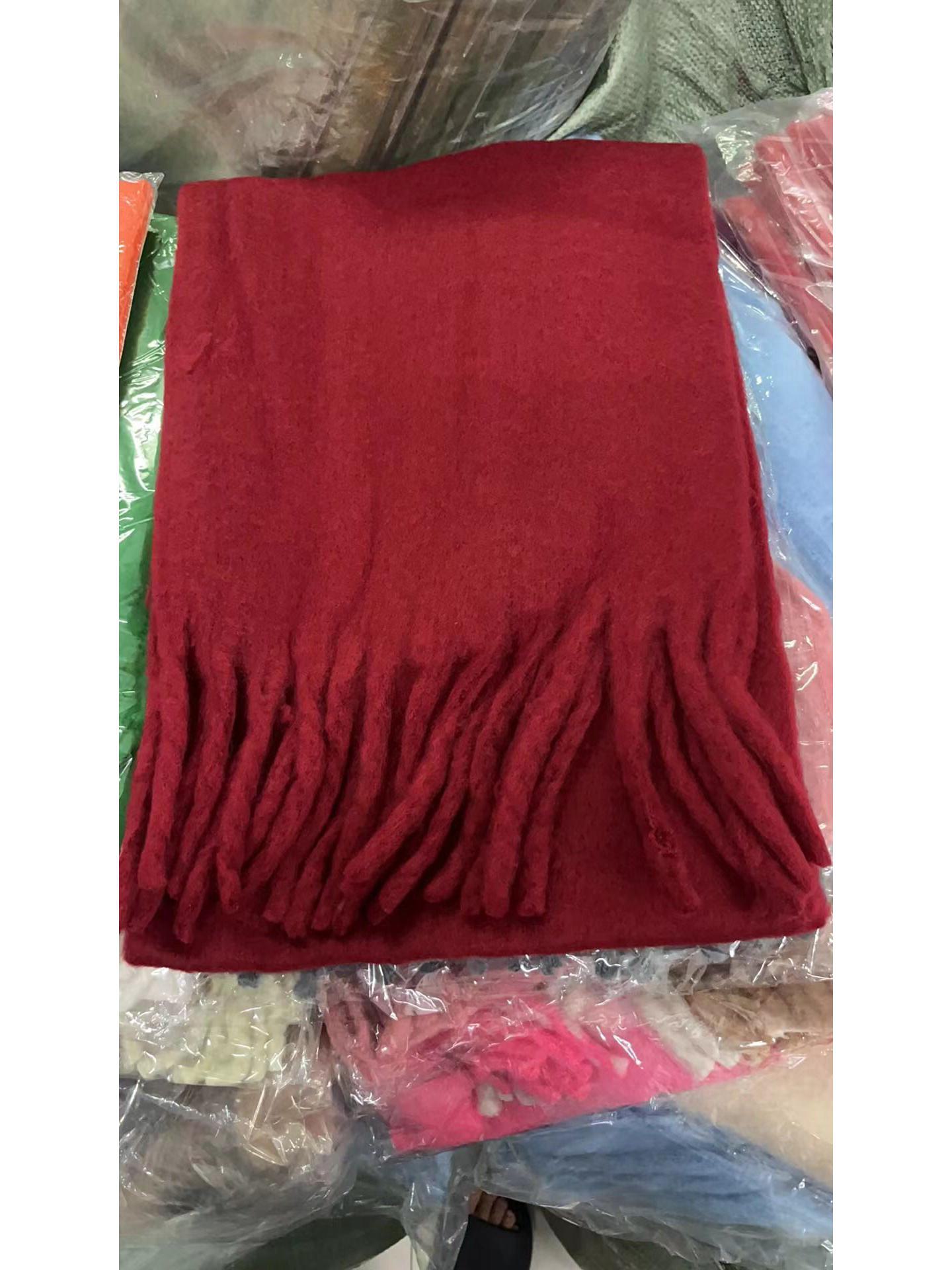 

Европейский и американский мохеровый однотонный шарф: Толстая, теплая шаль для женщин и мужчин — идеально подходит для осени и зимы