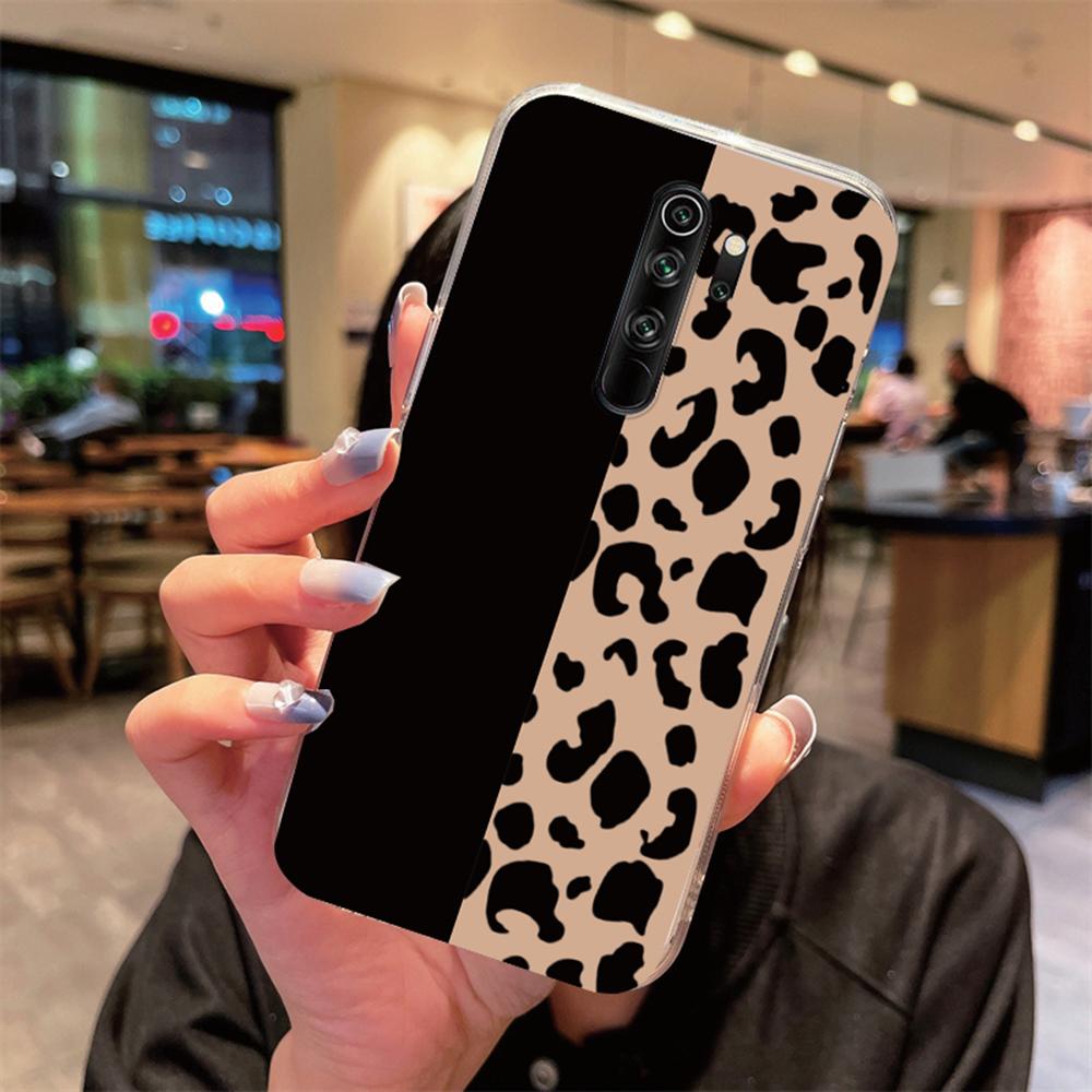 

Camera Protection Phone Case For Xiaomi Redmi Note 9 8 Pro Max 9S 8T Women Black Cow Leopard Print Artistic Marble Pattern Cover Redmi Note 9