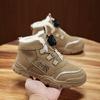 Boys' cotton shoes 2025 winter new velvet thickened button non-slip cotton shoes medium and older children's warm sports shoes
