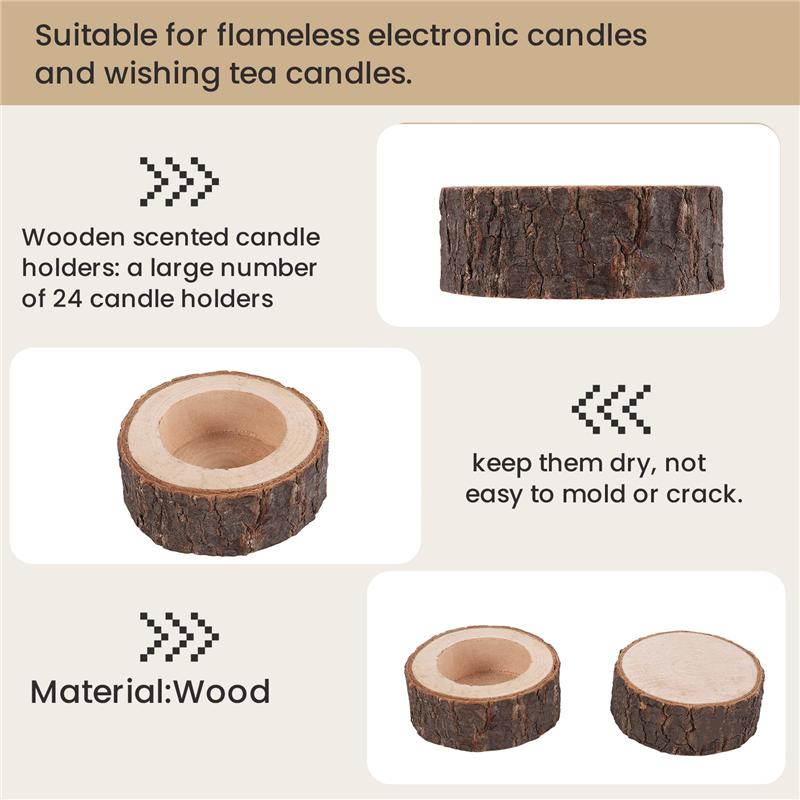 Good-24Pcs Wooden Candle Holder,Votive Tealight Holder For Wedding Party For Table,Birthday Christmas Party Home Decor