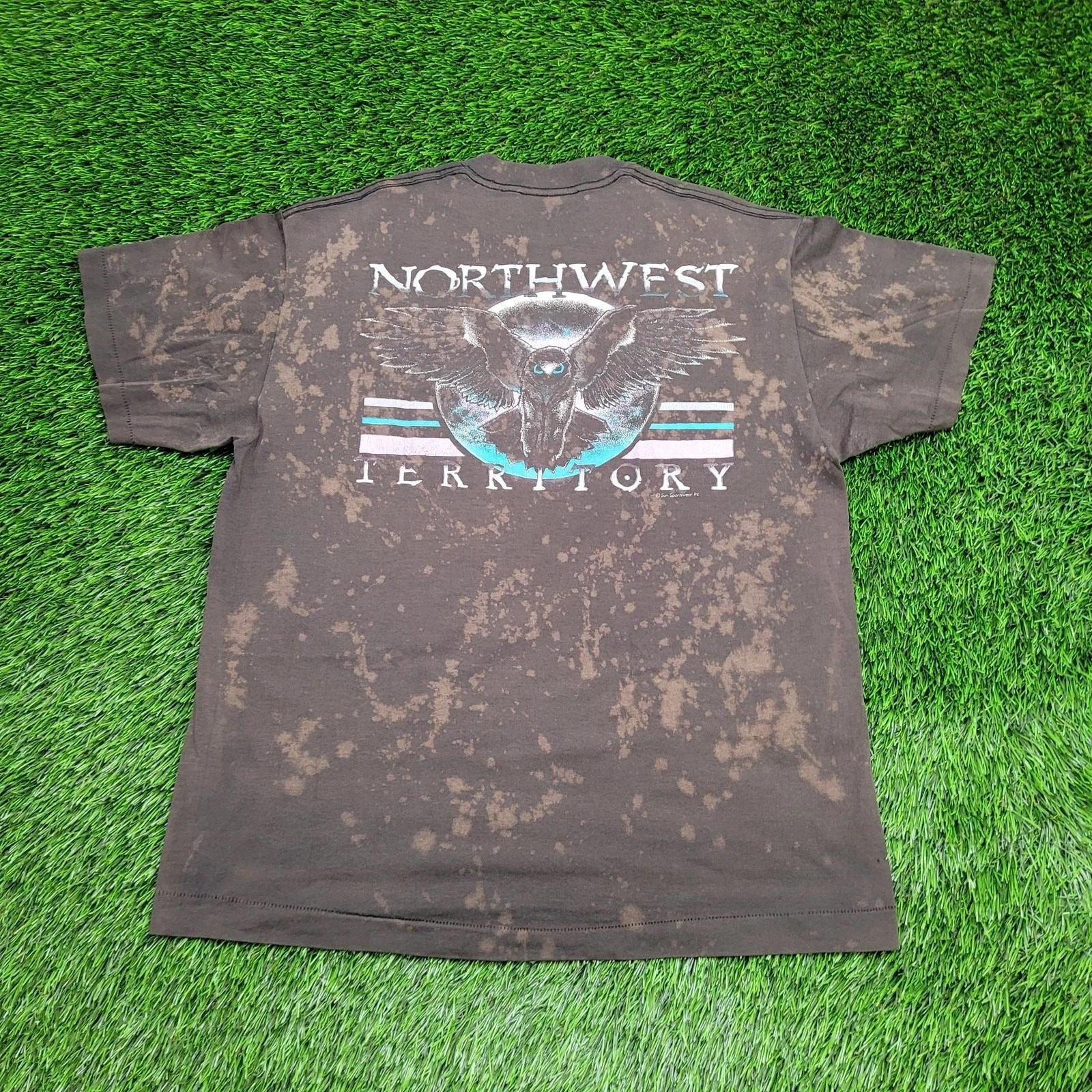 VTG 90s Northwest-Territory Pocket T-Shirt M/L Bleach-Dyed 4XL