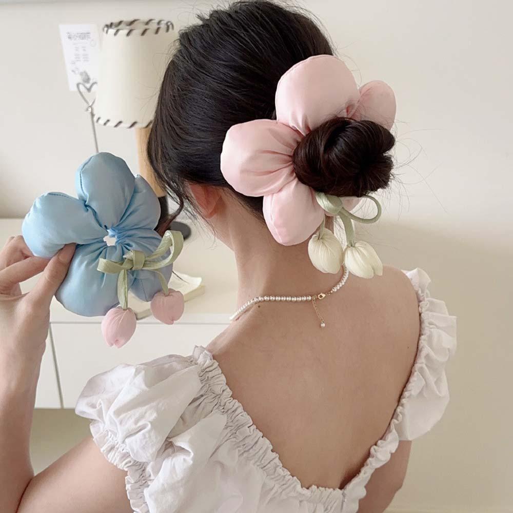 Übergroße Blumen-Haargummis Elastische Große Haargummis Tulpe Großes Haarband Zopfhalter