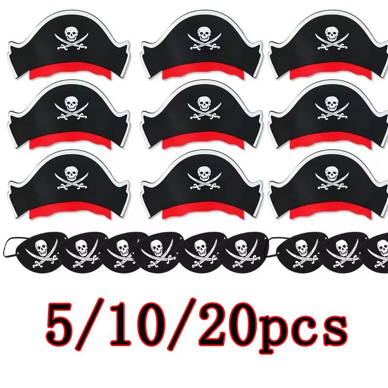 Kitchen Goods-Yulin-002 5/10/20Pcs Pirate Eye Patches Skeleton Eye Mask Felt One Eye Skeleton Captain Eye Patches For Halloween Pirate Theme Party Decor
