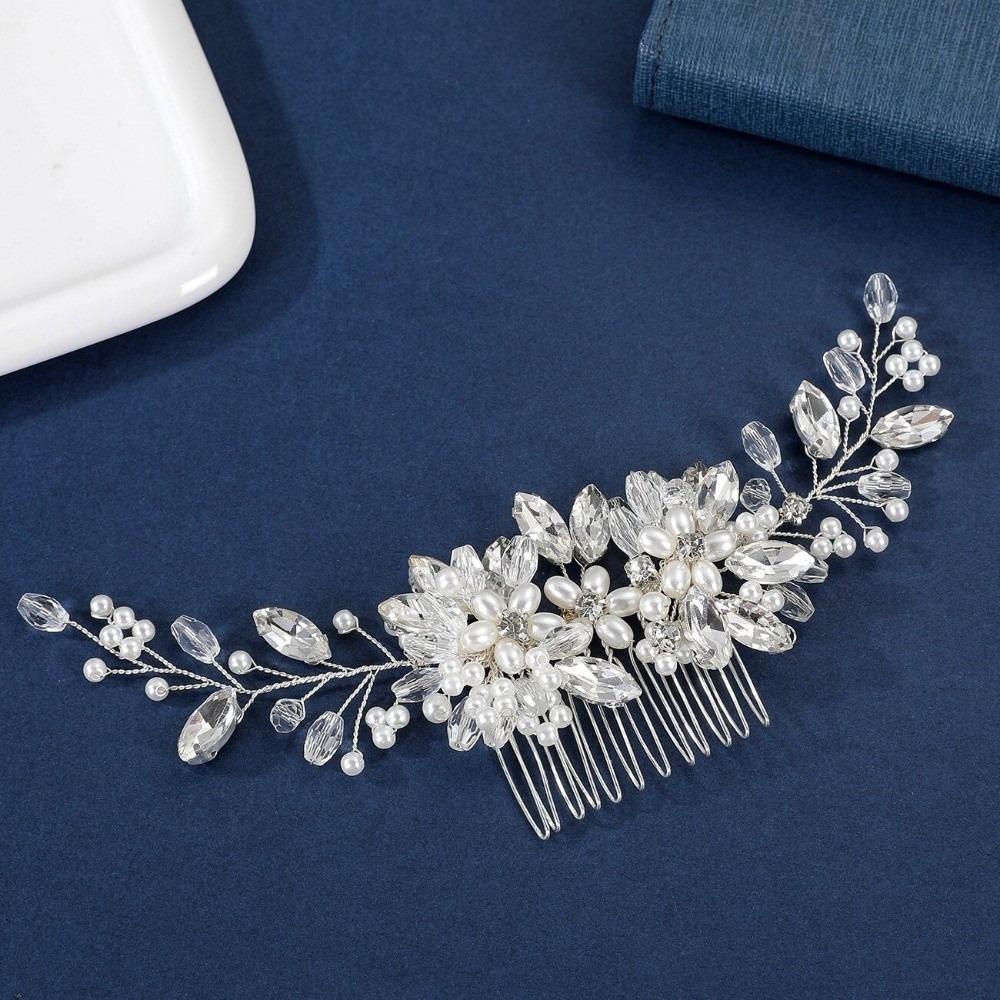 Flower Bridal Headpiece Jewelry Rhinestone Hairpin Gift Pearl Hair Combs  Wedding Ceremony