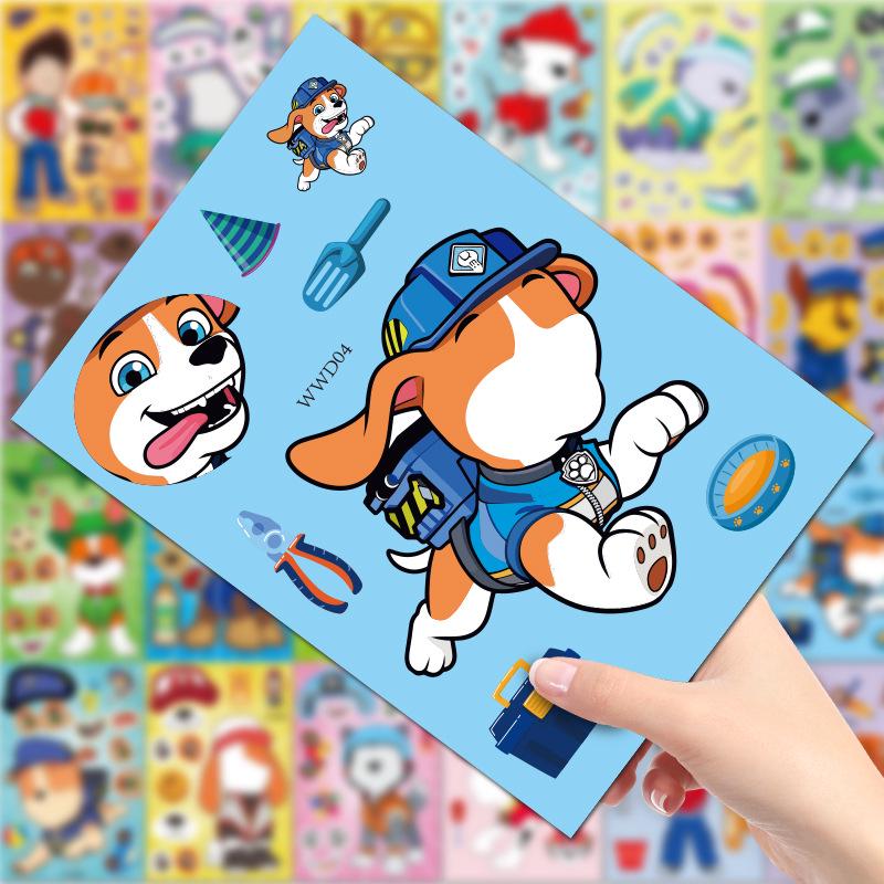 Paw Patrol Cartoon Dog Rescue Team Stickers - DIY Face Swap & Fun Decorations for Kids