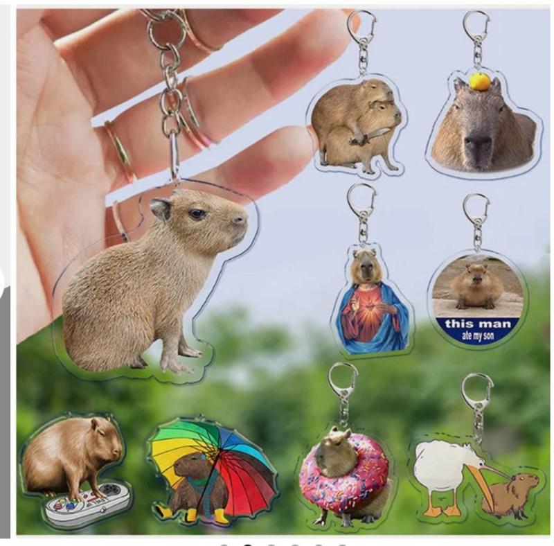 Cute Capybara Acrylic Keyring Cartoon Animal Capybaras Keychain for Keys,Wallets