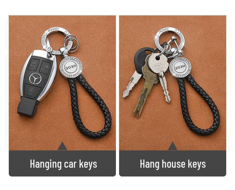 Creative Car Keychain: Men's Leather & Metal Waist Hanging Protective Pendant