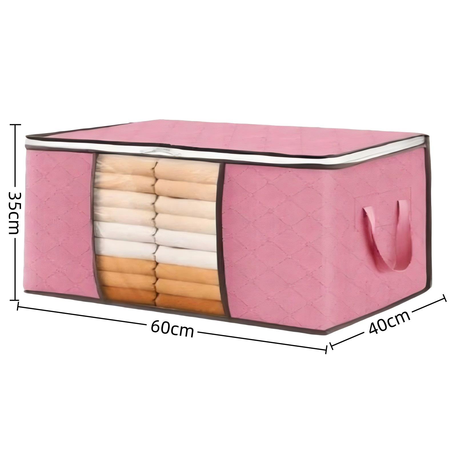 

Non-Woven Fabric Storage Box, Foldable & Stackable, with Zipper & Handle, for Clothes, Bedding & Closet Organization 60x40x35cm розовый