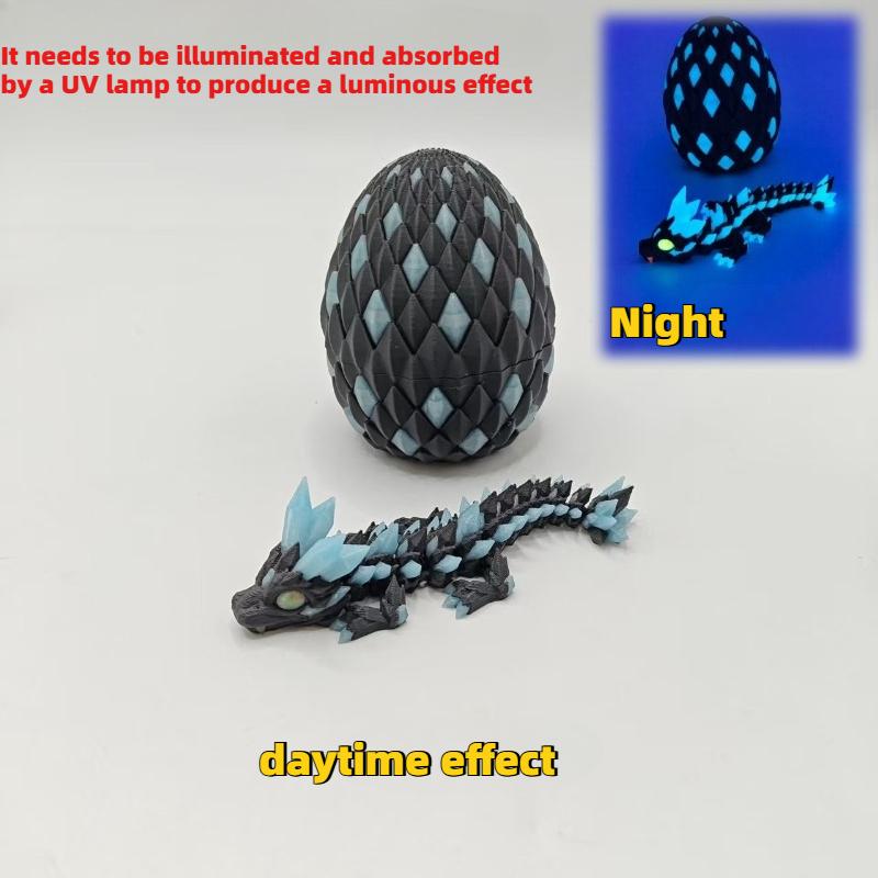 3D Printed Colorful Luminous Crystal Dragon Toy Joint Movable Simulation Animal Gemstone Dragon Model Desktop Decor Decoration