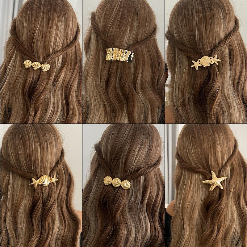 European and American Style Women's Jewelry, Ocean-themed Alloy Spring Clip, Ponytail Braiding Hair Accessory, Versatile Hair Clip