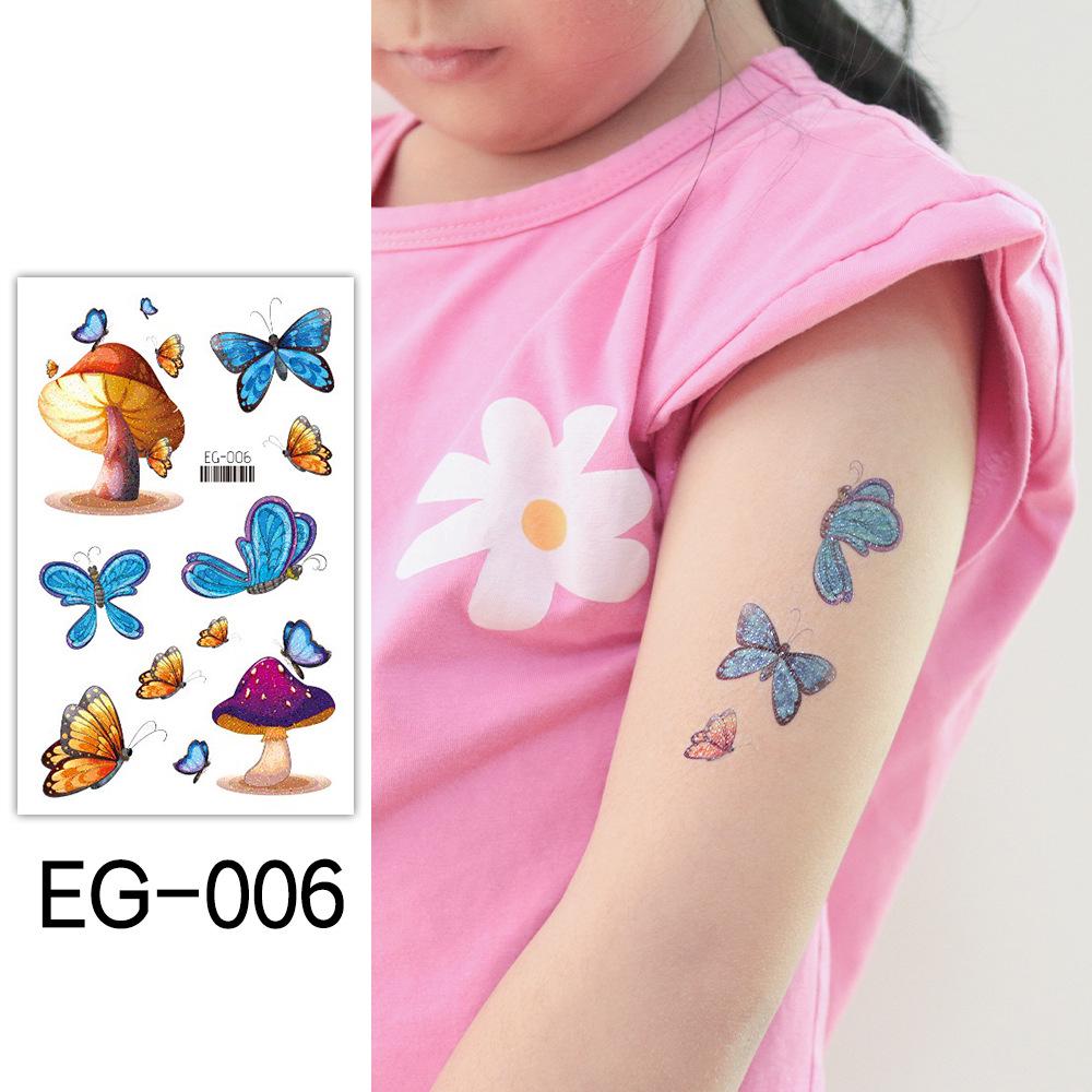 Glitter Children s Tattoo Stickers: Cartoon Mermaid & Butterfly Designs 120x75mm