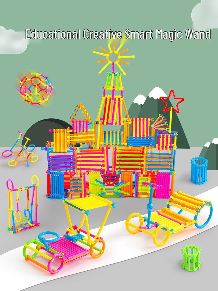 138-Piece Smart Stick Building Blocks for Children's Educational Desktop Insertion – Plastic Handmade Toys