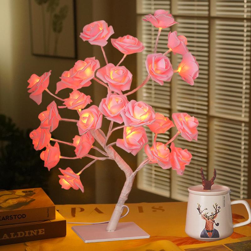 USB Remote Control LED Rose Tree Night Light for Bedroom - Perfect As a Birthday Gift.