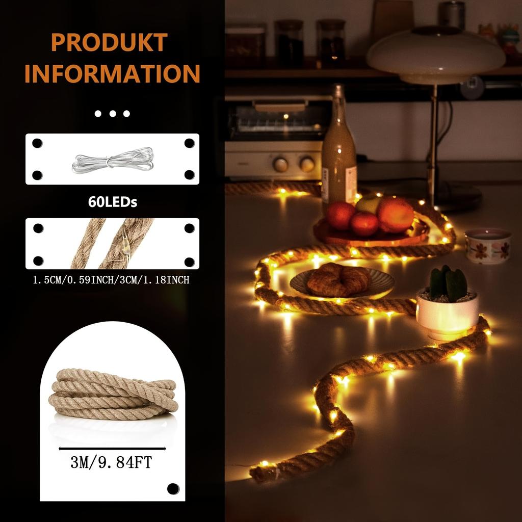 LED Fairy Lights Rope USB, LED Fairy Lights Decoration, Garden Lights Christmas Lighting, Indoor and Outdoor Christmas Decoration 3 Meter 30 Lights