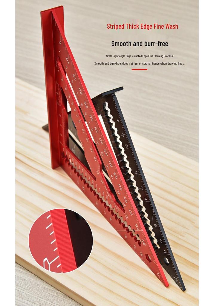 Aluminum Alloy Triangle Ruler - Stepped Groove for Woodworking, 7 & 12 Inch Adjustable Right Angle Guide