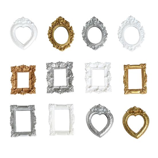 Barock Mini-Bilderrahmen Retro Kleiner Fotorahmen Vintage Winziger Fotorahmen DIY Zubehör für Schmuck Handyhüllen Kühlschrankmagnete Basteln