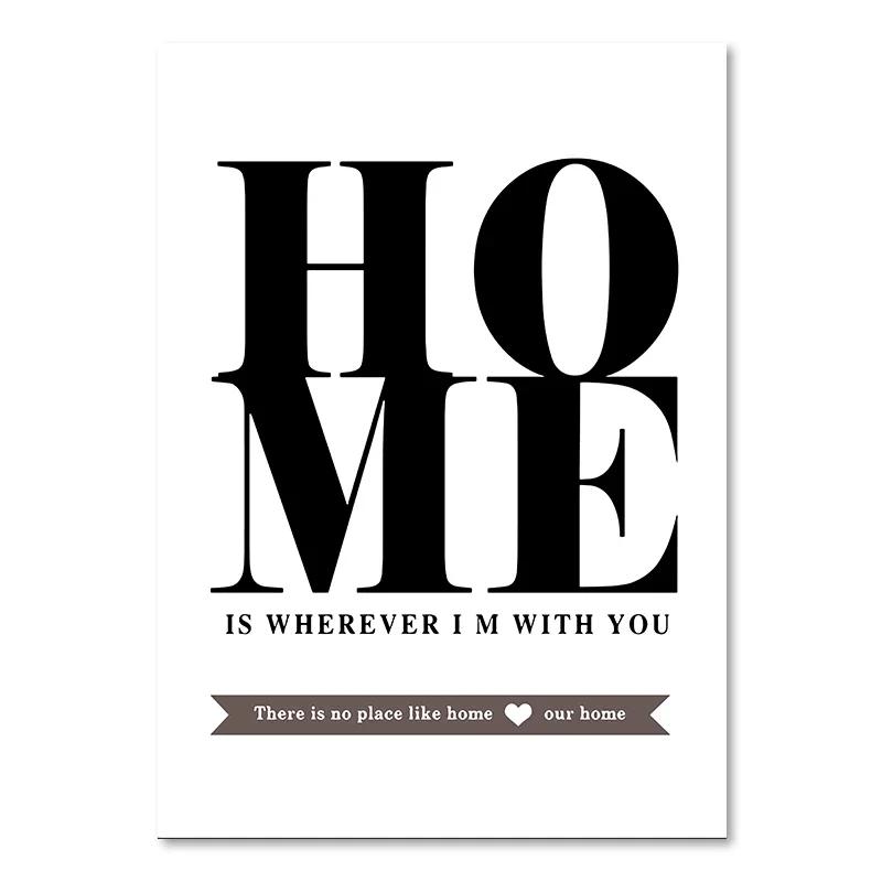 Black White Life Quote Canvas Painting Scandinavian Style Love Poster and Print Nordic Wall Pictures for Living Room Home Decor