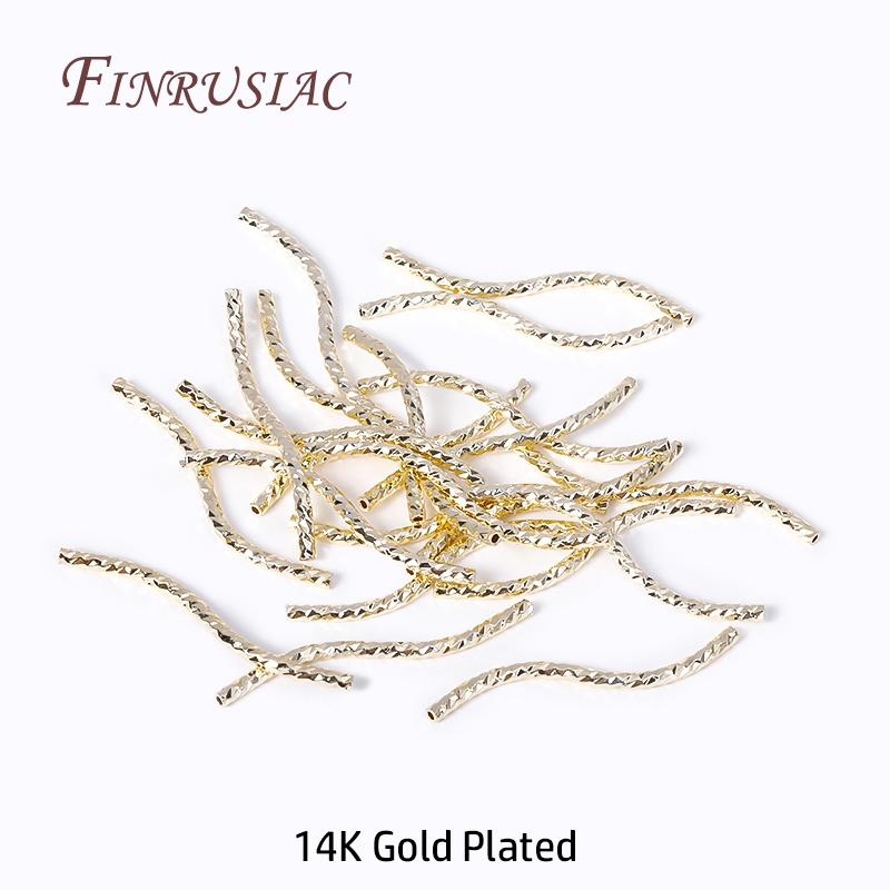 Handmade DIY Jewellery Findings Components 18K Gold Plated S Shape Curved Tube Brass Metal Twisted Tube Beads Connector