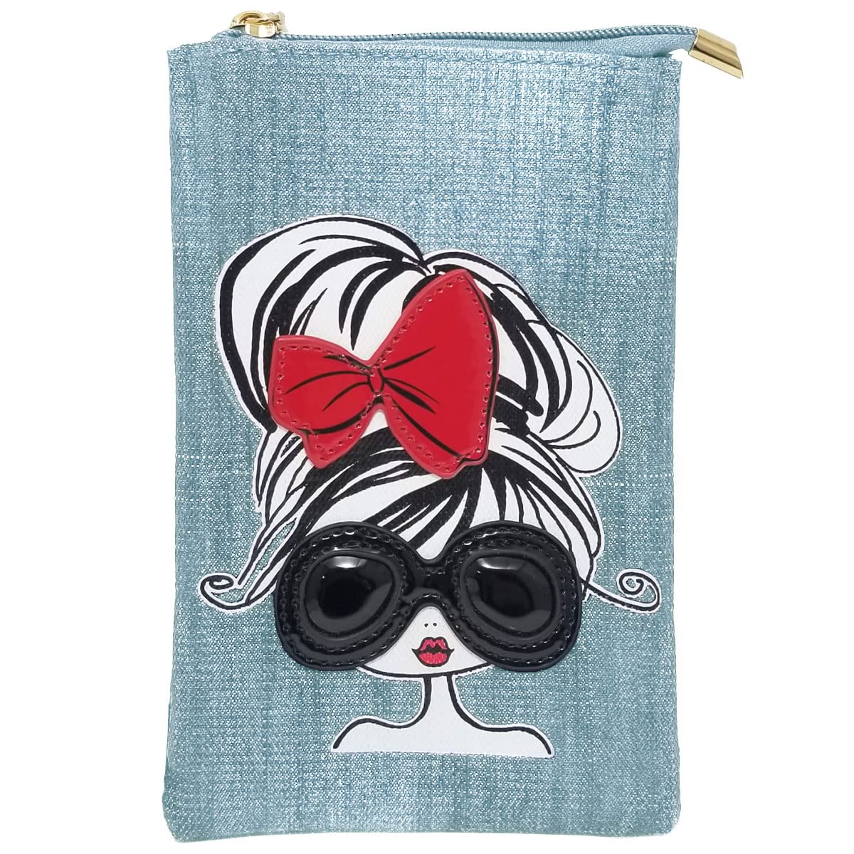 

Smartphone Pouch Shoulder Bag Smartphone Pochette Denim Pouch Sacoche Shoulder Sunglasses Girl [DIVA Rose] Women s (Light Blue) світло-синій колір