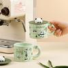 Kompakter Panda Süße Tasse Büro Keramiktasse mit Deckel Hochwertiges Set Zuhause Wasserbecher Anime Tasse Langlebig Langlebig Nützlich