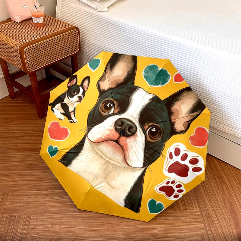 1 PC Automatic Folding Umbrella - French Bulldog Pattern, Portable & Foldable Design with 8 Ribs, Christmas Birthday Gifts