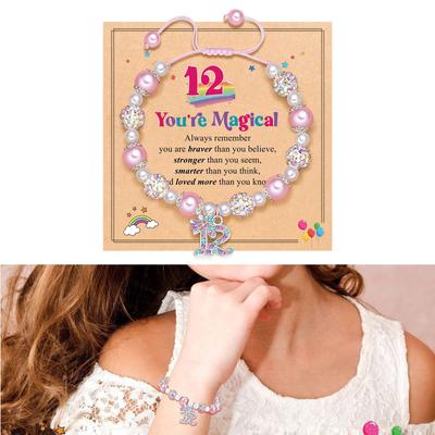 Bracelet Pendentif Licorne Fait Main Bracelet Tissé à la Main avec Motifs Licorne Arc-en-Ciel Bijou Unique Surprise d'Anniversaire