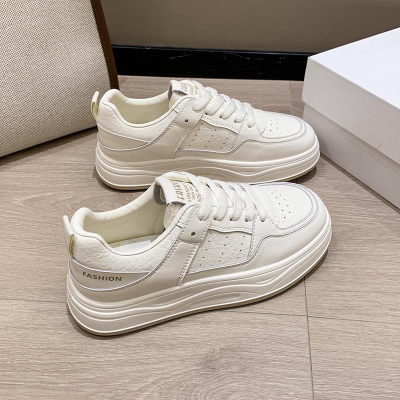 Height-increasing Board Shoes for Women's 2025 Summer New Niche Versatile Thick-soled Breathable Students Lightweight Sports and Leisure Little White
