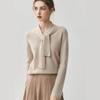 Womens Cashmere Blend Knit Sweater With Scarf Collar Loose Fit Slimming Top