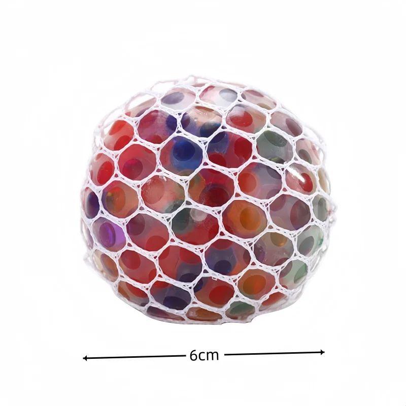 6cm Regenboog Kralen Stressverlichtende Knijpbal TPR Zachte Decompressiebal Ventilatiedeksels Druivenbal Ontspanningsspeelgoed voor Volwassenen