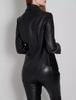 Stylish Casual Formal New Women Shirt Black Genuine Lambskin Leather Handmade