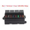 12V Fuse Relay Box with 4 Relay Blocks 12-Way Fuse Holder Dual Pre-Wired Automotive Fuse Block with Cover for Car Truck Marine RV Boat