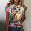 Summer New Animal Owl Pattern 3D Print T-Shirts Women Short Sleeve O-Neck Casual Tees Female Clothin