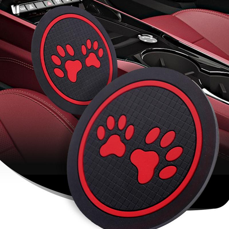 2PCS Car Cup Holder Mat PVC Water Coaster Decoration anti-skid mat Car Interior Decor Footprint Cobweb Sun water cup mat