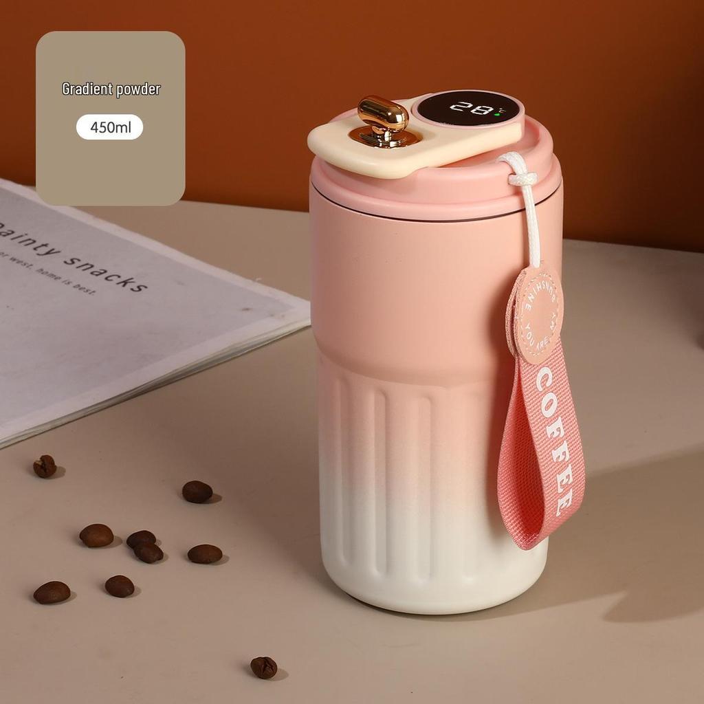 Smart Stainless Steel Temperature Measuring Coffee Travel Mug - Sleek Design, Unisex