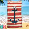 Nordic painted ship anchor digital-printed polyester Superfine fiber double-sided fleece Beach vacation bath towel, beach towel