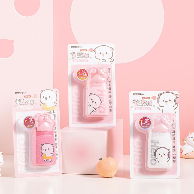 

3 шт. Kawaii мультфильм персиковый кошачий коготь канцелярские корректирующие ленты