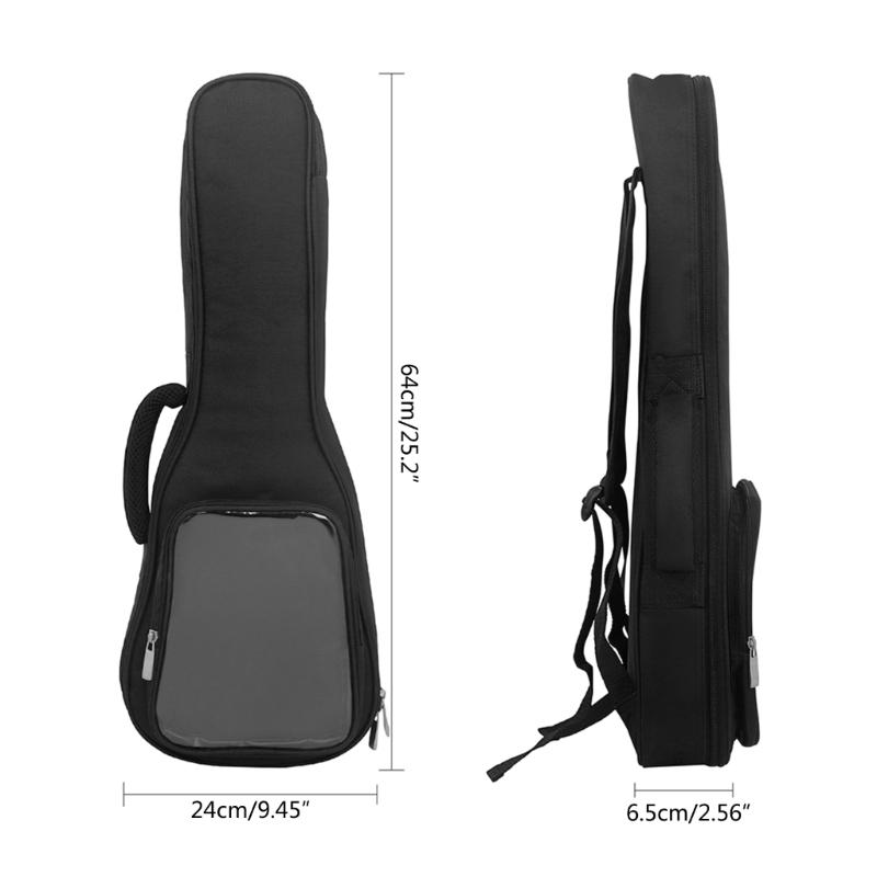 23 Inch Clear Side Pocket Ukulele Small Guitar Plus Cotton Gig Bag Ukulele Storage Tote Bag Ukulele Container Carry Case