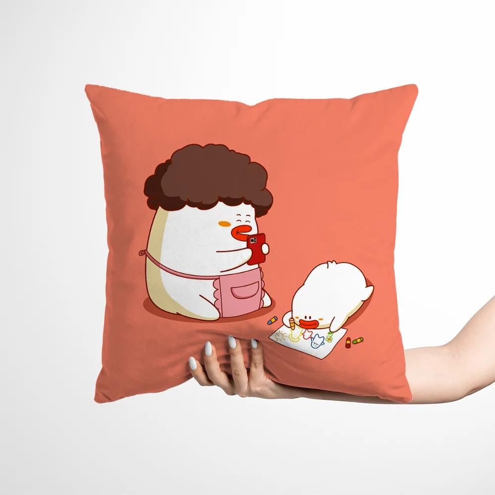 Luxury Cushion Cover x Cute Duck Case for Pillow Covers Decorative Pillows for Sofa Silk Pillowcase 100% Home and Decoration