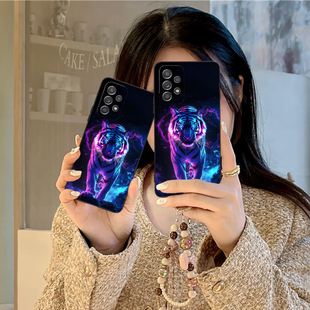 Tiger Neon Mobile Cell Phone Case for Samsung Galaxy A56 55 54 53 52 51 36 35 34 23 16 15 5G Colorful Cover Pretty Cover Luxury