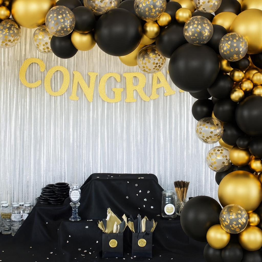 Gold Black Balloon Garland For New Year'S Eve - 119 Piece Set - Birthday