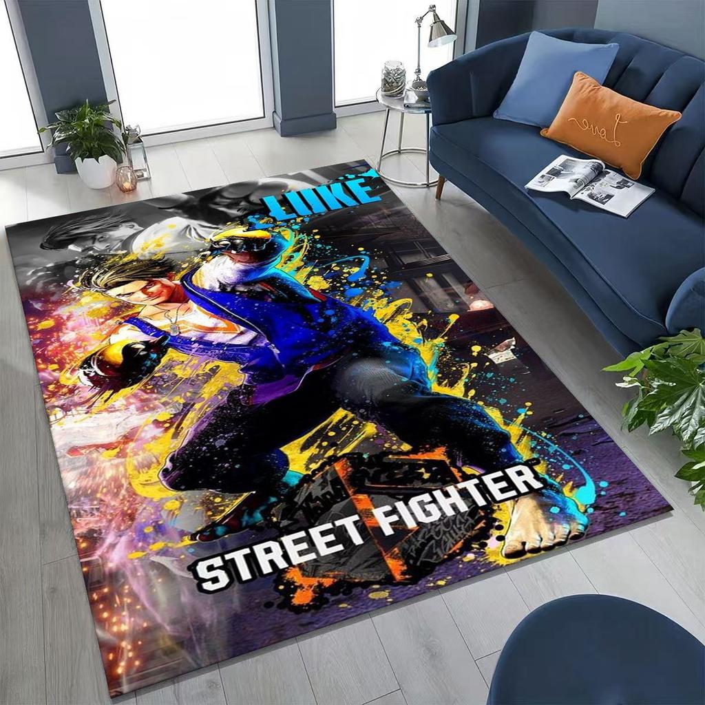 Retro Street Fighter 6 Characters Game Chun-Li Cartoon Rug for Bedroom Living Room Sofa Home Doormat Decor,Non-slip Floor Mat