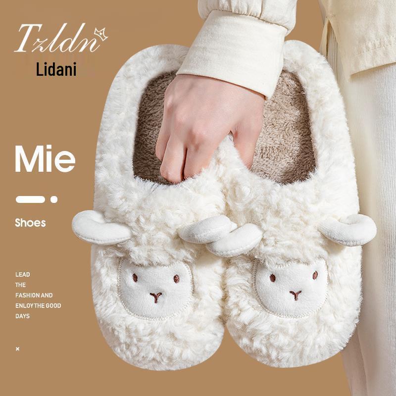 Søte tegneserie plysj tøfler for kvinner og menn - Sklisikre, bomull, varme for høst og vinter