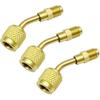 Brass 45° 3Pcs Refrigerant Charging Adapter Fit for R-32/R-454B A2L Tank | 1/4" Left Hand Female To 1/4" Right Hand Male