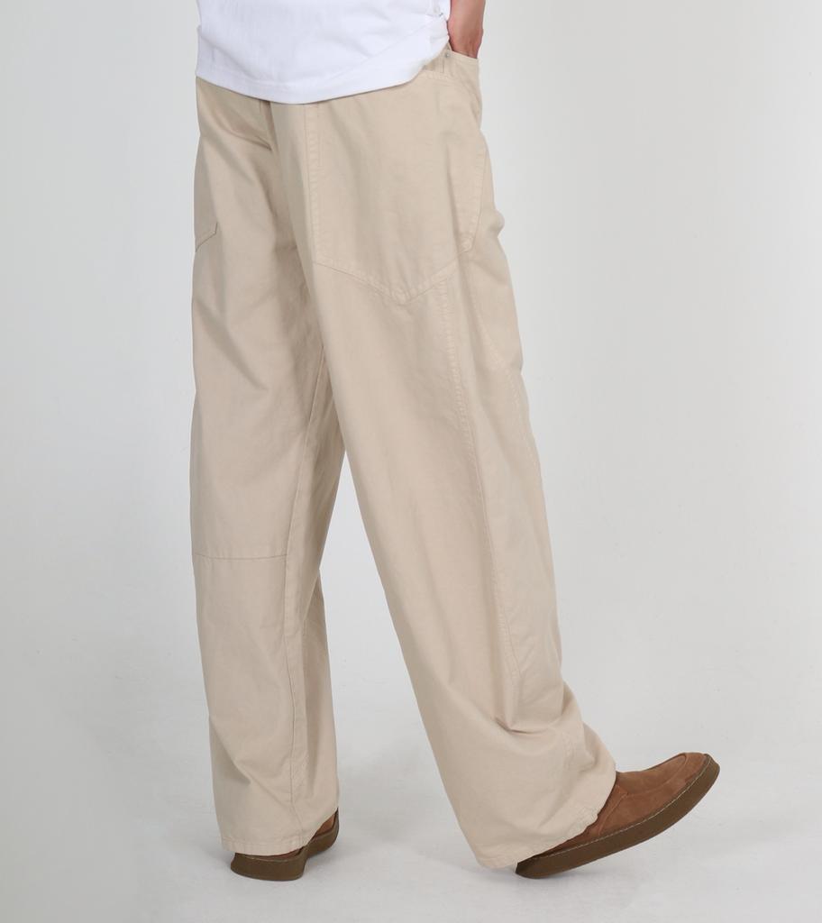Beoteunseoul Side Big Pocket Curved Washed Cotton Pants (Beige)