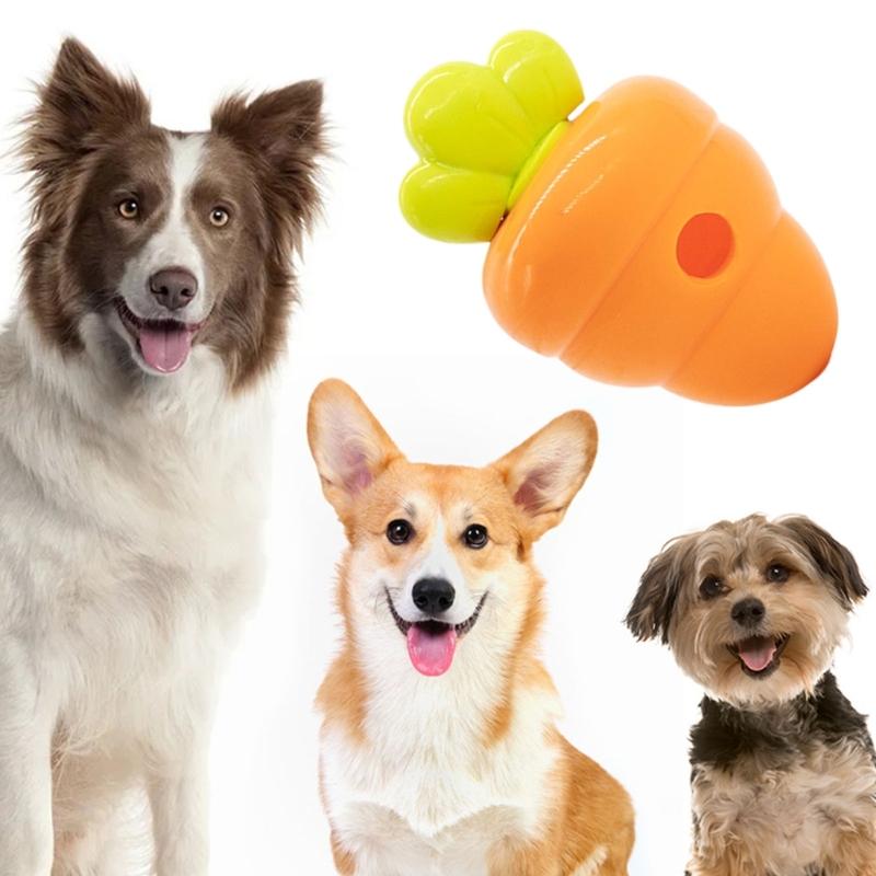 Fun Pet Treats Feeder Toy with Carrot Shape Plastic Slow Feeder Food Dispenser For Dog And Cats Mental Stimulation