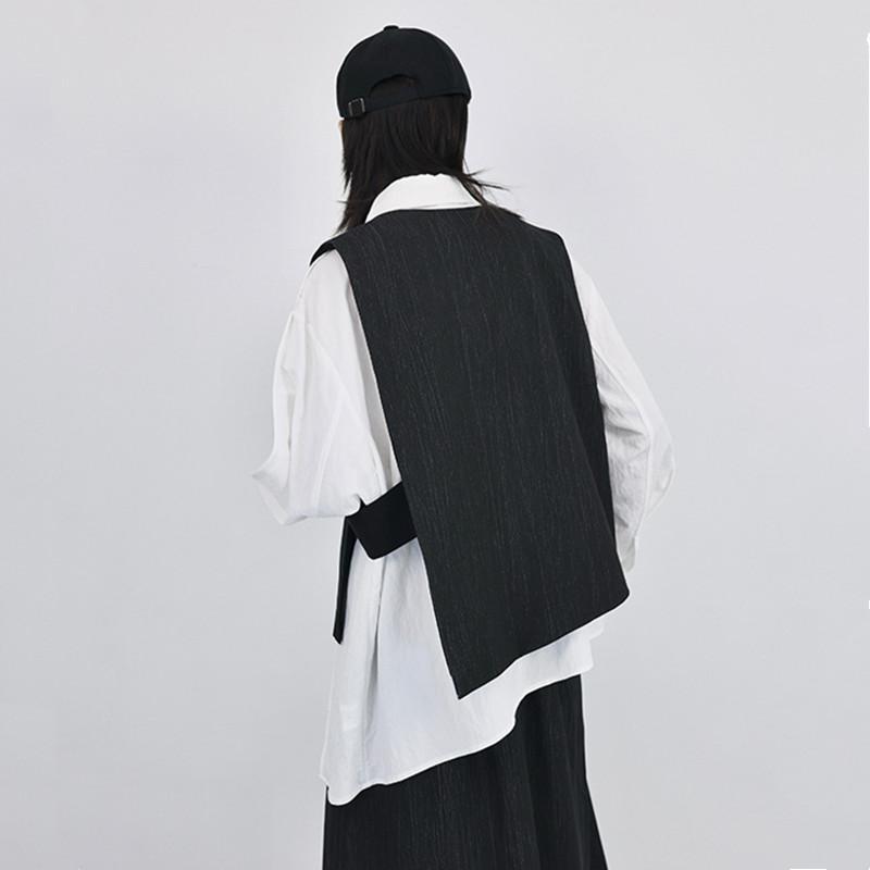 Niche Style Irregular Design Yarn-dyed Fabric Vintage Casual Vest Women Korean Fashion Elegant Sleeveless Waistcoat