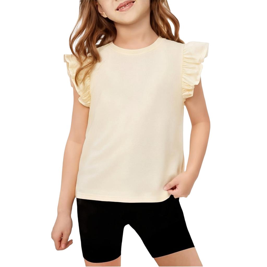 Dziecięca casualowa koszulka z paskami, z rękawami typu "latający rękaw", z okrągłym dekoltem, modny top