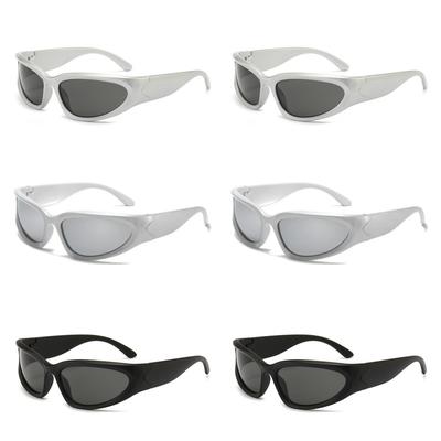 6PCS Y2K Cycling Sports Steampunk Sunglasses Women Punk Goggle Men Silver Mirror Shades Fashion Eyewear