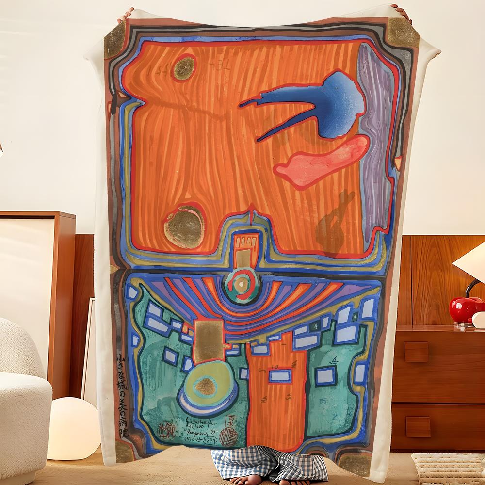 Künstler F-Friedensreich H-Hundertwasser Überwurf Flanell Überwurfdecke, Leicht Gemütlich, Strapazierfähig Waschbar süß Cool