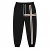 Men Stripe Jogger Sweatpants, Elastic Drawstring Waist Stripe Thigh Panel Side Hand Pockets Ribbed Ankle Cuffs Soft Fleece‑Lined Casual Trousers
